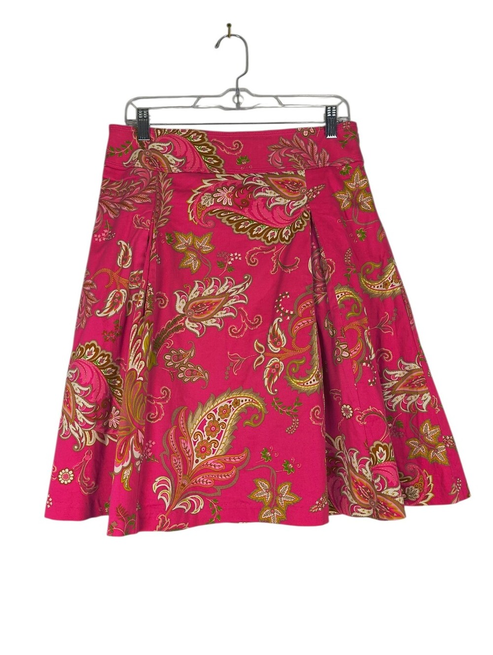 George Marc Eisen A Line Skirt Women's 6 Pink Floral Paisley Pleated Stretch